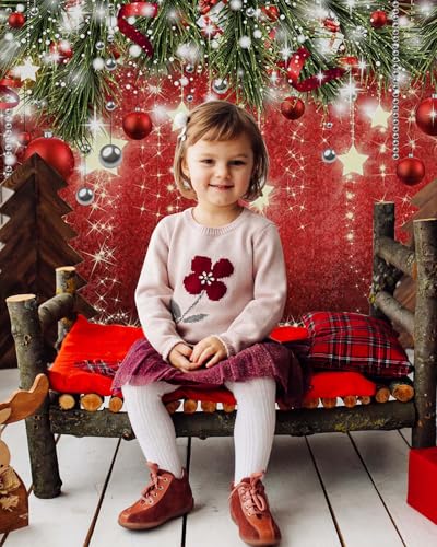 Mocsicka Christmas Backdrop Red Ball Xmas Merry Christams Party Decorations for Family Holiday Christmas for Photography Photo Booth Props (Red, 6x4ft(72"x48")) - size: 6x4ft(72"x48")