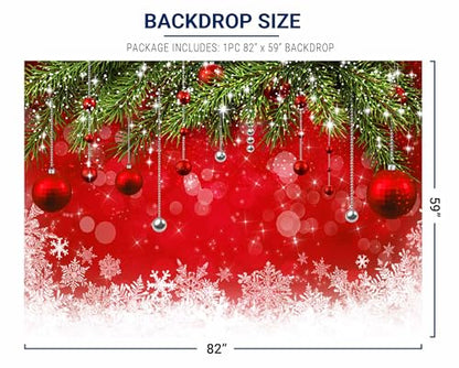 Allenjoy 7x5ft Snowflake Christmas Backdrop for Winter New Year Eve Photography Family Party Birthday Glitter Bokeh Sparkle Red Merry Xmas Background Baby Shower Decoration Photo Booth Props
