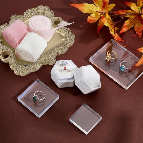 WEBEEDY 11 Pcs Flat Lay Props Set Wedding Props Include 1 Vintage Jewelry Tray, 1 Velvet Ring Box, 6 Acrylic Clear Stamp Display Block, 3 Chiffon Silk Ribbon, for Photography Photo Party Decoration
