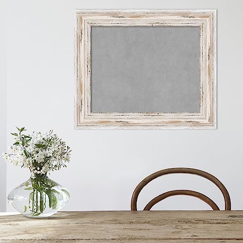 Amanti Art White Framed Magnetic Board 21x25 Small Vision Board for use with Magnets, 100% Metal Sheet to Display Items as Office Decor or for Home Organization in mudroom, Kitchen or Kids Room - color: Alexandria White Wash, size: 25"W x 21"H