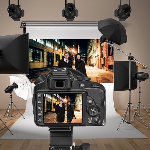 20x10ft Modern City Street Night View Photoshoot Backdrop Store Vintage Buildings Dusk Street Light Alley Photography Background Newborn Kids Adults Pets Artistic Portrait Photo Booth Prop - size: 20x10ft