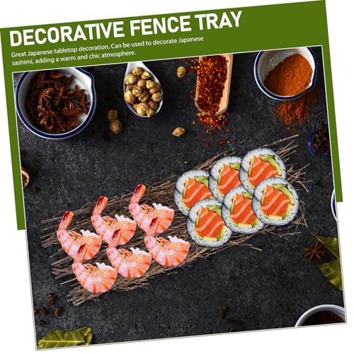 3pcs Sushi Fence Tray Rustic Japanese Style Food Display Plate for Sashimi Appetizers Lightweight Food Photography Backdrop Decorative Serving Tool