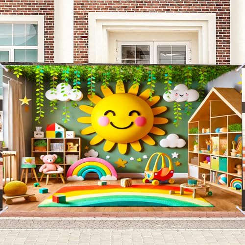 Nuxovilar Kids Room Sun Rainbow Backdrop Polyester 90.55x70.86 Inches Backdrops for Photography Kids Party Nursery Decor - color: Ri00210