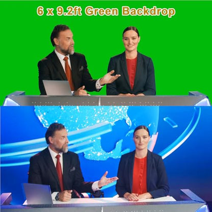 UTEBIT Green Screen Backdrop, 6x9 ft Photography Chroma Key Greenscreen Background Sheet for Background Removal, Thick Polyester Fabric Cloth Sheet for Photoshoot Video, Live Streaming (Backdrop Only) - size: 6x9.2ft