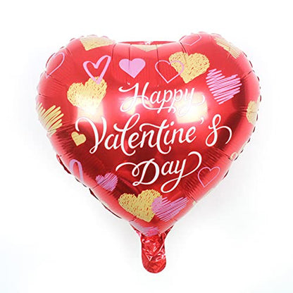 BinaryABC Happy Valentines Day Balloons,Love Heart Foil Balloons,Valentines Day Romantic Photo Props Decorations,10Pcs