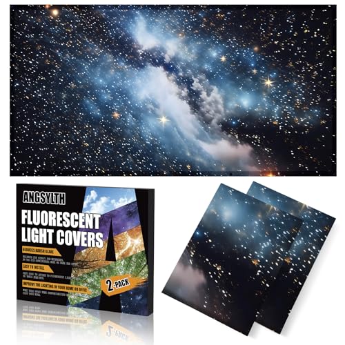 ANGSYLTH 2 Pcs Fluorescent Light Covers - 4 x 2 Feet Covers for Ceiling Lights, Magnetic Light Filters for Classroom, Office, Hospitals, Home (Galaxy) - color: Galaxy