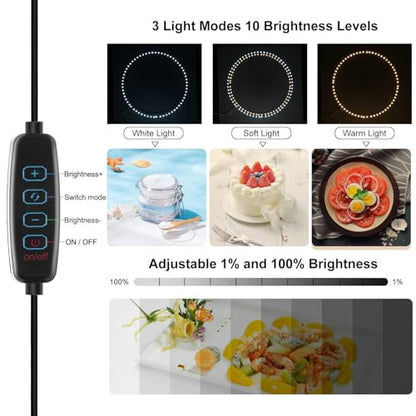 Light Box Photography, Photo Box 12" Folding Photo Box for Product Photography, Dimmable Ring Light(120 LEDs,CRI>95,3200-6000K),6 Backdrops-Photo Light Box for Product & Smartphone YouTube Videos - size: 12inch