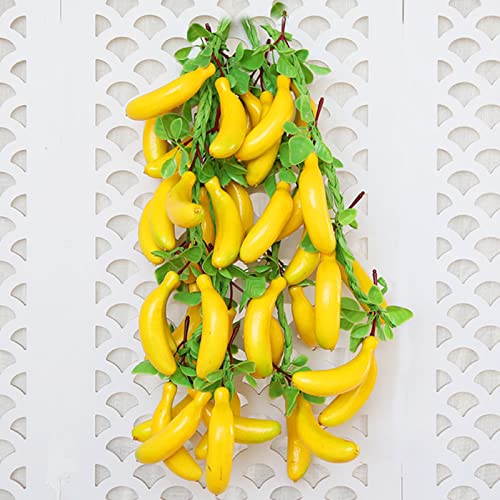 2 Pack Lifelike Simulation Bananas Fake Fruit Hanging Artificial Bananas Home Kitchen Shop Display Photo Props Decorations
