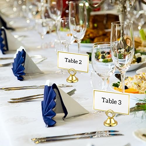 Fulmoon 24 Pcs Mini Table Number Holders Place Card Holders 1.5 Inch Steel Table Sign Stands for Wedding Graduation Reception Restaurant Home Photo Picture Office Memo(Gold) - color: Gold