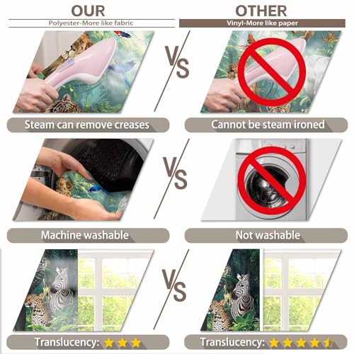 Fabric 7x5ft Jungle Forest Animals Photography Backdrop Tropical Rainforest Safari Background Wild Party Decorations Kids Event Photo Banner Props - size: 7'x5'