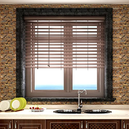 Yipscazo Peel and Stick Stone Metal Backsplash, Stick on Tiles for Backsplash Kitchen (Brown Stone Rock, 10-Pack) - color: Brown Stone Rock
