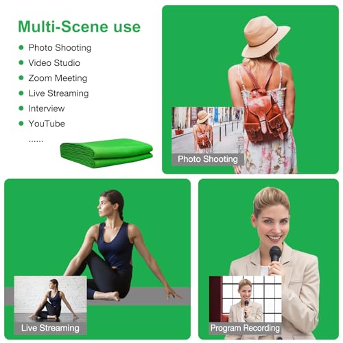 Aimosen 10x10FT Green Screen Backdrop for Photography, Large Background for Zoom Meetings, High Density Polyester Fabric Chromakey Backdrop Curtain for Video Photoshoot Studio Gaming - color: Green