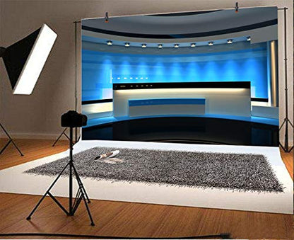 Leyiyi 6x4ft News Broadcast Hall Backdrop Recetation Desk Modern Office Interior Program Record Front Table TV Show Photo Background Business Study Adults Portrait Studio Prop Vinyl Wallpaper - size: 6x4ft