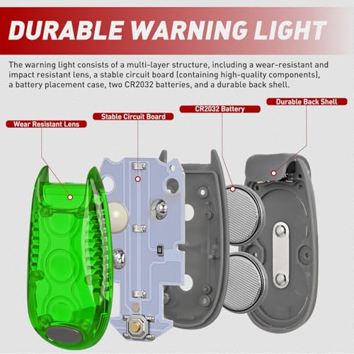 Nilight LED Safety Light 4PCS Green Marine Navigation Bike Tail Lights Three Modes Waterproof Reflective Gear Clip On Flash Strobe Indicator Lamp for Night Boating Fishing Cycling Jogging - color: 3LED Safety Light-Green
