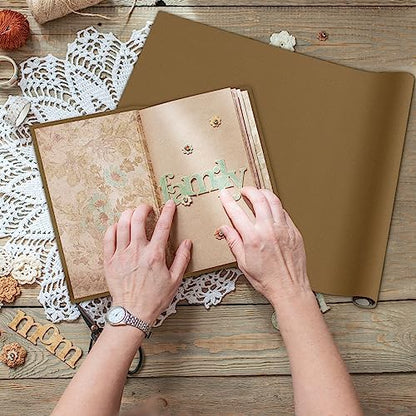 PerKoop Book Cloth for Book Binding 40 x 16 Inch Fabric Surface Paper Backed Bookcover Archival European Durable Strong Bookbinding Supplies Cover Books Album Scrapbooking (Brown) - color: Brown