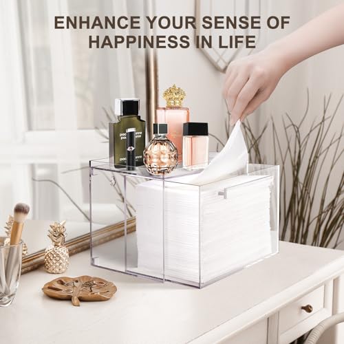 Disposable Facial Towels Storage Box - Acrylic Container Compatible With Clean Skin Club Clean Towel XL - Wall-Mounted Makeup Organizer With Drawer Valentine's Day Gifts - color: Clear