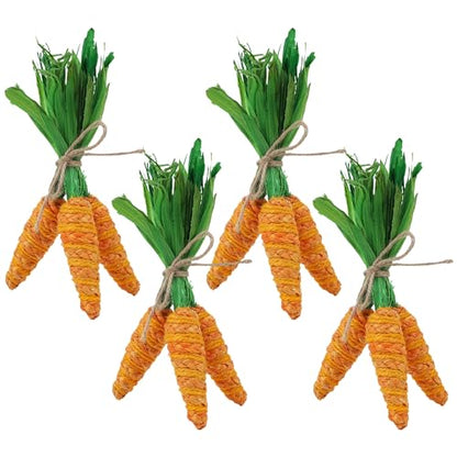 DR.DUDU Easter Decorations 12 Pcs Carrot Ornament, Sisal Jute Fabric Artificial Decor for Spring Crafts, Fireplace, Home, Kitchen Party Supplies