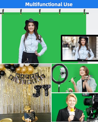 Hemmotop 7x5ft (HxW) T-Shape Photo Backdrop Stand, Portable Green Screen Stand Only with 5 Clip Clamps and Carry Bag, Adjustable Background Support Kit for Birthday, Baby Shower, Parties, Photoshoots - size: 7x5ft
