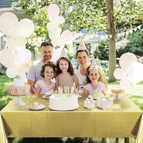 2pcs Champagne Gold Foil Tablecloth 54*72inch Plastic Wedding Birthday Party Table Cloths Light Gold Waterproof Disposable Table Cover for Christmas Grad Elegant Event Anniversary Party Supplies - color: Light Gold