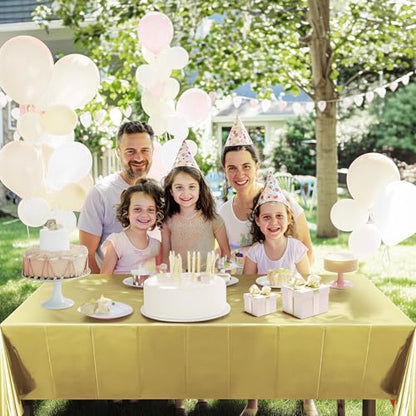 2pcs Champagne Gold Foil Tablecloth 54*72inch Plastic Wedding Birthday Party Table Cloths Light Gold Waterproof Disposable Table Cover for Christmas Grad Elegant Event Anniversary Party Supplies - color: Light Gold
