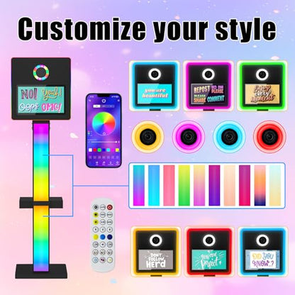 DSLR Photo Booth Built-in Mini PC and Flight Case Mirror Photo Booth with 15.6" Touch Screen RGB Lights App Control for Parties Weddings Event Rentals (Black) - color: Black