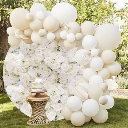 6.5x6.5ft White Floral Wall Wedding Round Backdrop Cover Greenery Girls Birthday Bridal Shower Party Circle Backdrop Cover Flowers Leaves Miss to Mrs Photography Background Props - color: White, size: 6.5x6.5ft-Diameter