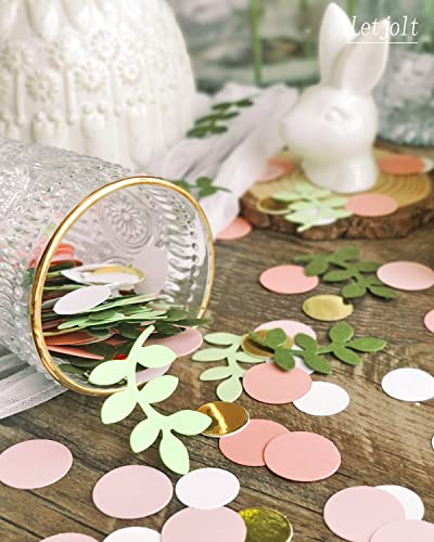 Baby Shower Confetti Greenery Table Decorations Golden Pink Eucalyptus Glitter Green Scatter Flamingo Girls Boho Theme Party Bridal Shower Party Wedding Nursery Decor Supplies 210 Pcs - color: Pink