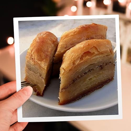 3dRose Greeting Cards - Baklava - baklava, food, forks, kitchen, nuts, pastry, plate - 12 Pack - Photography - Puddings