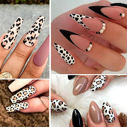 Leopard Nail Art Foil Transfer Stickers Laser Nail Foil Decals Supplies Animal Texture Designs Glue Transfer Sticker for Women Fingernails and Toenails Decorations Manicure Tips 10Sheets - style: Leopard Print