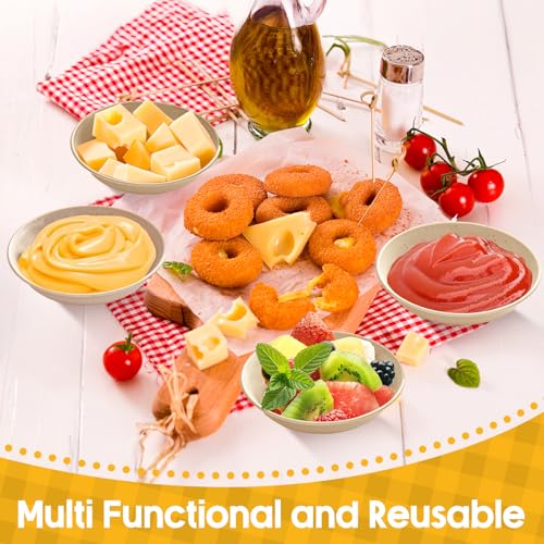 24 Pack 4 oz Soy Sauce Dish Small Dipping Bowls Unbreakable Mini Plastic Bowls Bulk Wheat Straw Dipping Dessert Bowls Dipping Sauce Cups for Soy, Snack, Side Dishes, Ketchup, BBQ(Beige) - color: Beige