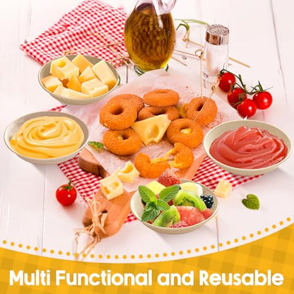 24 Pack 4 oz Soy Sauce Dish Small Dipping Bowls Unbreakable Mini Plastic Bowls Bulk Wheat Straw Dipping Dessert Bowls Dipping Sauce Cups for Soy, Snack, Side Dishes, Ketchup, BBQ(Beige) - color: Beige