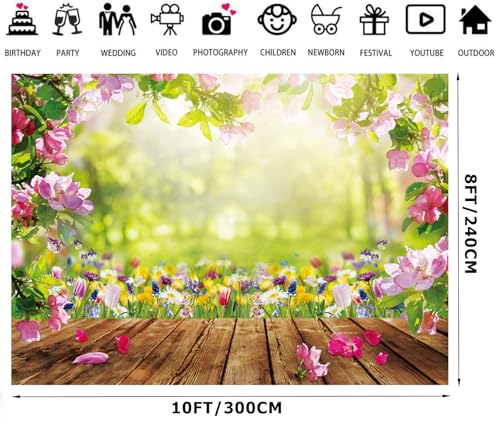 10x8ft Spring Backdrop Spring Backdrops for Photography Floral Backdrop Wall Nature Scenery Banner F43 - size: 10x8FT