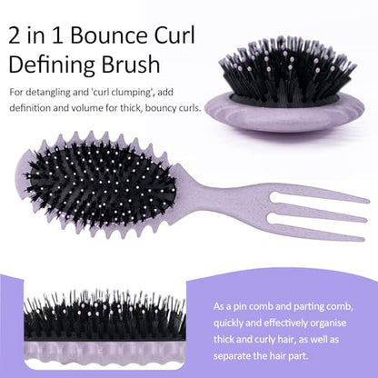 Curly Hair Boar Bristle Curl Defining Brush for Curl Wave Straight Hair, Unique Trident Handle Design Defineing Brush for Wet Dry HairsStyling Massage Hairbrush Hairs Pick Comb Purple - color: curl brush-purple-1pc