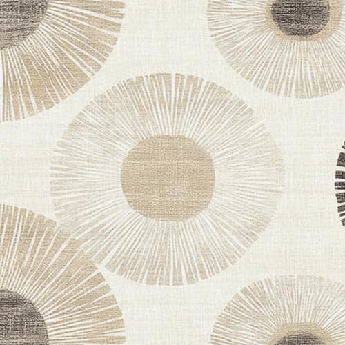 HOMETITUTE Wallpaper Peel and Stick Neutral Beige Geometric Circle Burst Contact Paper Wall Paper Stick 17.7" x 118.1" Self Adhesive Removable Vinyl Wall Covering Bedroom Kitchen Bathroom Home Decor - color: Beige Geometric Circle