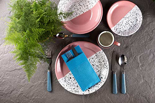 Moyes Home Blue Disposable Dinner Napkins with Pocket - Linen-Feel Pre-Folded Cloth-Like Paper Napkins for Silverware, Weddings, Dinner Parties, 16x16 in, Pack of 50 - color: Blue