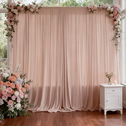 20x10ft Blush Nude Backdrop Curtain Panels for Parties - Wrinkle Free Polyester Photo Curtain Backdrop Wedding Back Drop Fabric Drapes for Party Decorations Background for Photography - color: Blush Nude, size: W5' x H10'(4 panels)