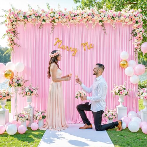 Pink Backdrop Curtain for Parties Baby Shower Wrinkle Free Pink Photo Curtains Backdrop Drapes Fabric Decoration for Weddings Birthday Party 5ft x 7ft,2 Panels - color: Pink, size: 10FTx7FT (W5'xH7', 2 Panels)