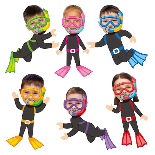 36 Pcs Summer Cutouts Diving Suit Cutouts with Photo Space for Bulletin Board DIY Craft Summer Ocean Under The Sea Classroom Birthday Party Decoration - color: Diving Suit