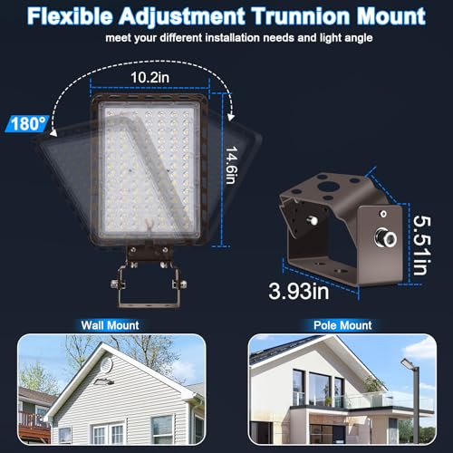 240W LED Parking Lot Light Trunnion Mount Dusk to Dawn 5000K Led Parking Lot Lights Outdoor Area Commercial Security IP65 Waterproof 100-277V 36000LM - size: 240W Trunnion Mount