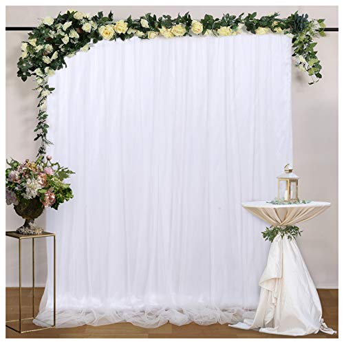 White Tulle Backdrop Curtains 5ftx7ft Wedding Backgound 2 Layers Backdrop for Party Birthday Baby Shower Drapes Decorations - color: White