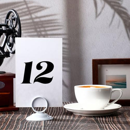 MotiMind 24 Pcs Table Number Holders-Metal Place Card Holders Table Number Stands Tabletop Sign Stands for Photos, Menu, Memo, Notes, Wedding, Restaurant, Banquet, Birthday(White) - color: White
