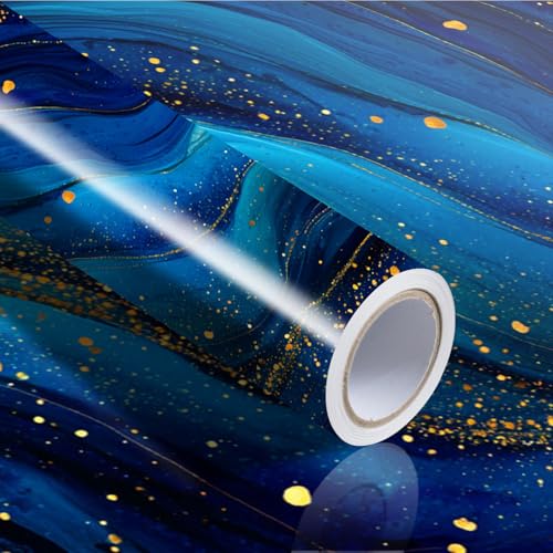 Nuxovilar Blue Agate Marble Textured Peel and Stick Wallpaper, 15.75"x118.11", Self-Adhesive Contact Paper, Artistic Gem Pattern for Bedroom, Living Room and Table Decor - color: YLU03575, size: 15.75" x 118.11"