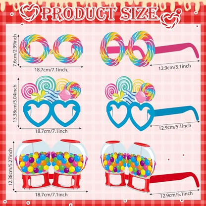 Pajean 36 Pcs Candy Party Decorations Candy Photo Booth Prop Christmas Eyeglasses Paper Glasses Frame Lollipop Themed Favor for Christmas Birthday Baby Shower Party Supplies - style: Candy