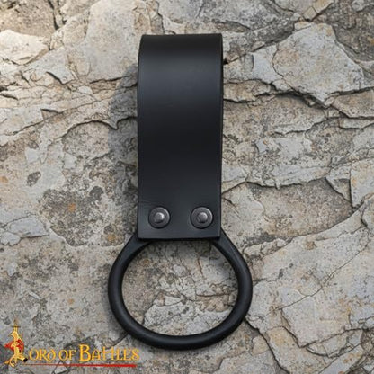 Lord of Battles Medieval Genuine Leather Axe Frog | Axe Holster with Belt Loop | Waist Holder for Axes, Tools - color: Black