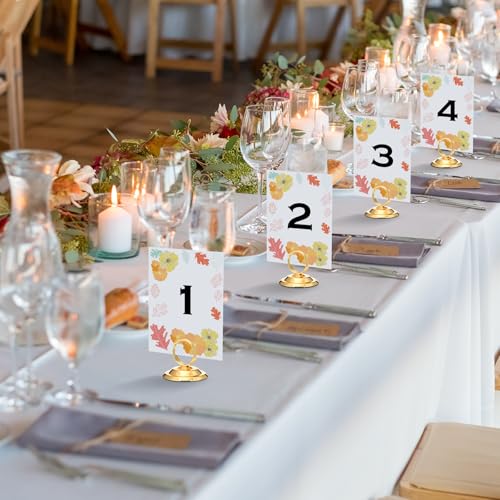 MotiMind 24 Pcs Table Number Holders-Metal Place Card Holders Table Number Stands Tabletop Sign Stands for Photos, Menu, Memo, Notes, Wedding, Restaurant, Banquet, Birthday(Gold) - color: Gold