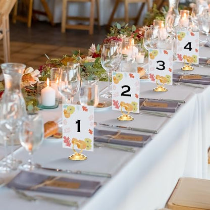 MotiMind 24 Pcs Table Number Holders-Metal Place Card Holders Table Number Stands Tabletop Sign Stands for Photos, Menu, Memo, Notes, Wedding, Restaurant, Banquet, Birthday(Gold) - color: Gold