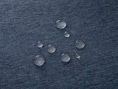 EHouseHome Faux Linen Tablecloth with Lace Trim - Waterproof/Spill Proof/Stain Resistant/Wrinkle Free/Oil Proof - for Banquet, Parties, Dinner,Wedding,Holiday,Denim Blue Round 70Inch - color: Denim Blue, size: 70" (Round)