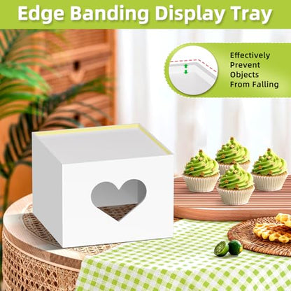 PPH-Sisy 3 PCS Buffet Risers Display Stands, Food Risers with Love Design, Acrylic Risers for Display for Food, White Dessert Table Display Set for Party, Acrylic Cube Storage Boxes Size (6", 7", 8")