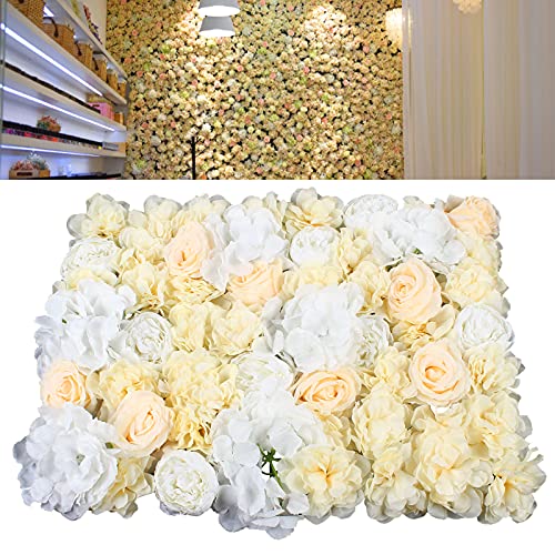 LOYALHEARTDY 12 Pack 24" x 16" Artificial Flower Wall Panels Hydrangea and Rose Flower Backdrop Panels Wedding Party Event Decoration (12 PCS, Yellow+White) - color: 12 Pcs, Yellow+white