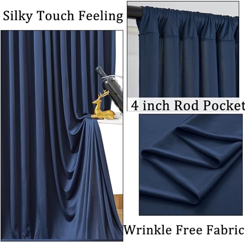 10ft x 10ft Wrinkle Free Navy Blue Backdrop Curtains Panels, 2 Panels 5x10ft Silky Polyester Photo Backdrop Drapes for Birthday Wedding Party Graduation Photography Background - color: Navy Blue, size: 10ftx10ft